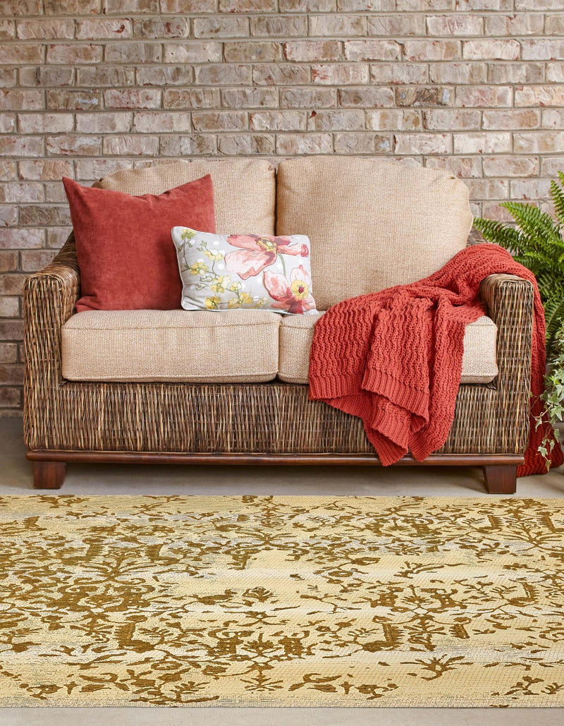 Garden Terrace Escape Collection Area Rug - Fauna Square Beige lifestyle 21