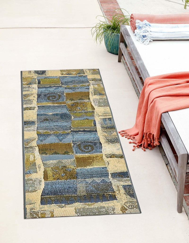 Urban Terrace Collection Area Rug - Cobblestone Runner Blue lifestyle 9