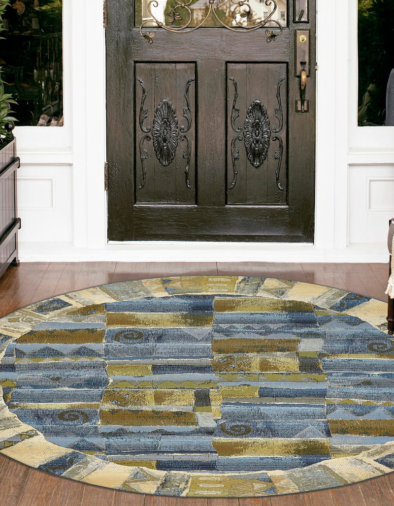 Urban Terrace Collection Area Rug - Cobblestone Round Blue lifestyle 13