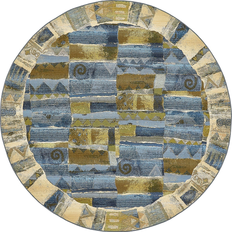 Urban Terrace Collection Area Rug - Cobblestone Round Blue lifestyle 7