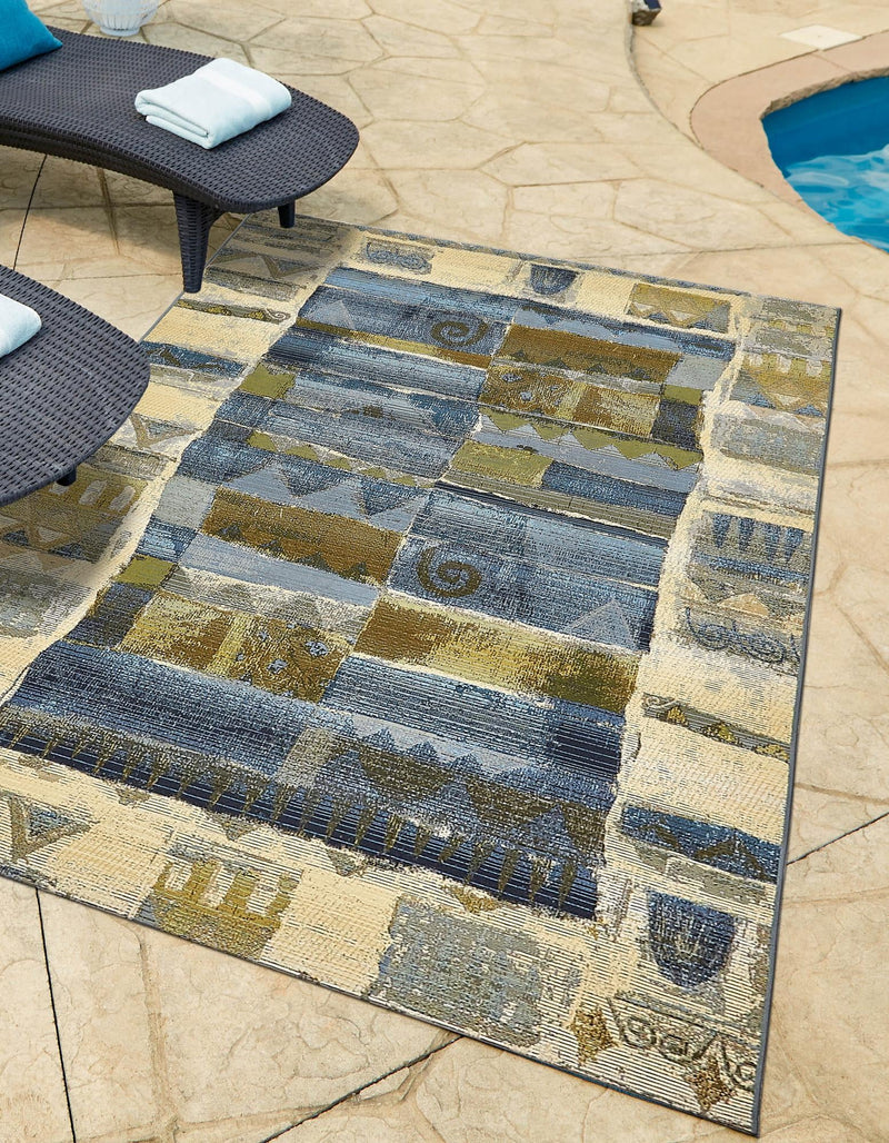 Urban Terrace Collection Area Rug - Cobblestone Rectangle Blue lifestyle 2