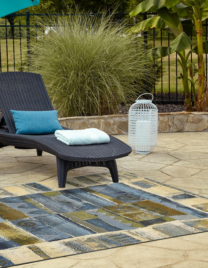 Urban Terrace Collection Area Rug - Cobblestone Rectangle Blue lifestyle 3