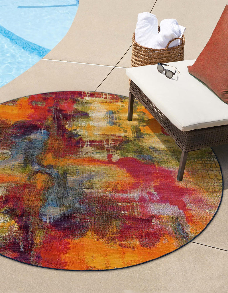 Urban Terrace Collection Area Rug - Atrium Round Multi lifestyle 7