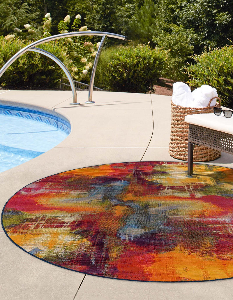 Urban Terrace Collection Area Rug - Atrium Round Multi lifestyle 10
