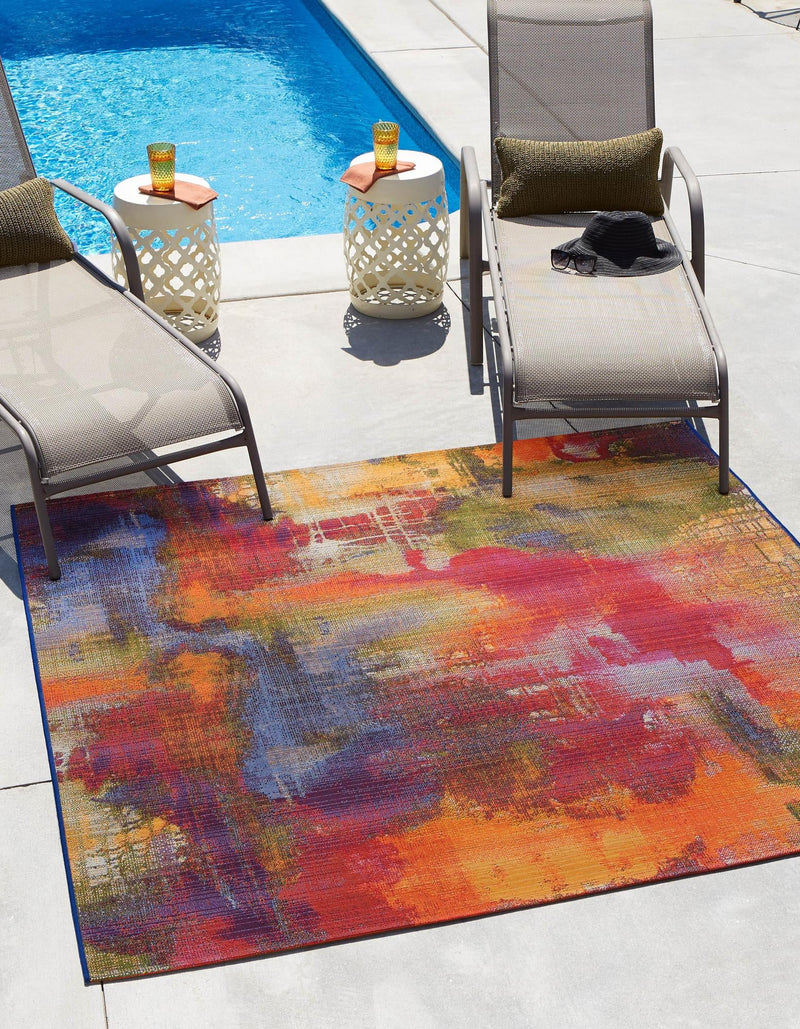 Urban Terrace Collection Area Rug - Atrium Square Multi lifestyle 8
