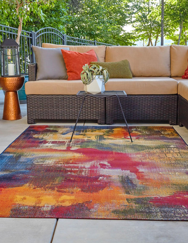 Urban Terrace Collection Area Rug - Atrium Rectangle Multi lifestyle 4