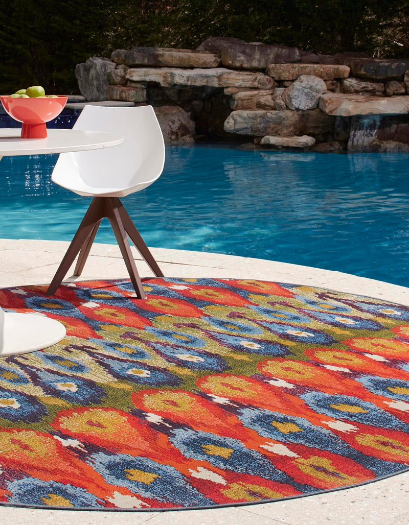 Urban Terrace Collection Area Rug - Compass Round Multi lifestyle 29