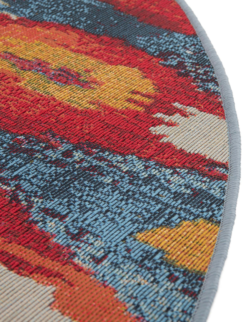 Urban Terrace Collection Area Rug - Compass Round Multi lifestyle 48