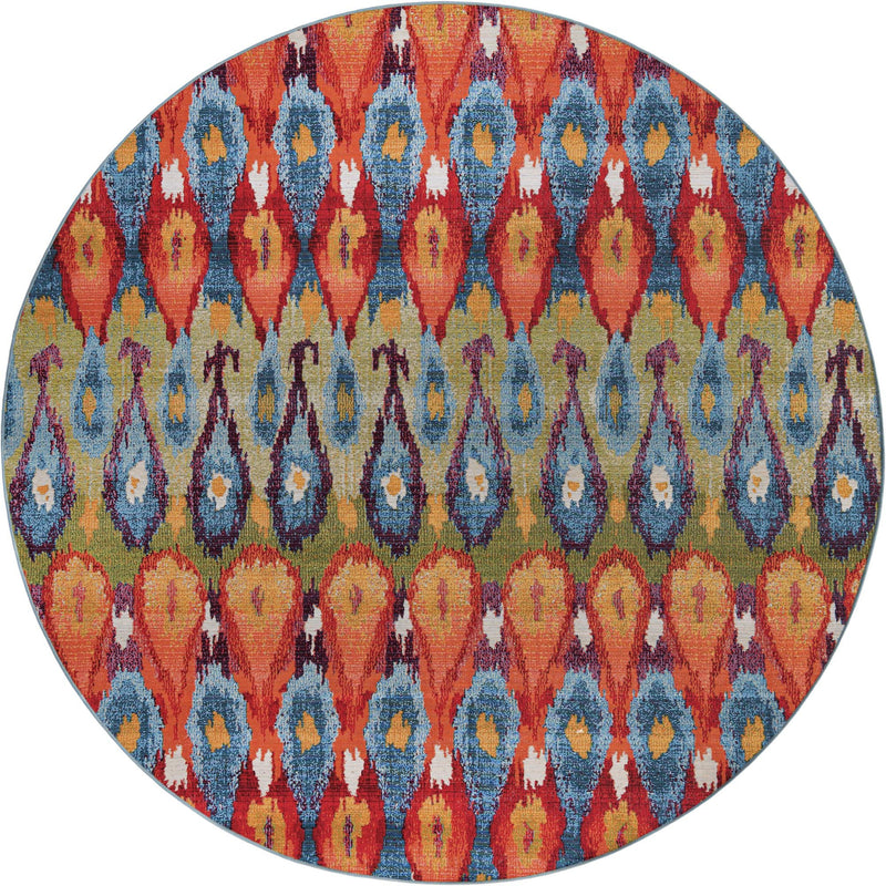 Urban Terrace Collection Area Rug - Compass Round Multi lifestyle 19