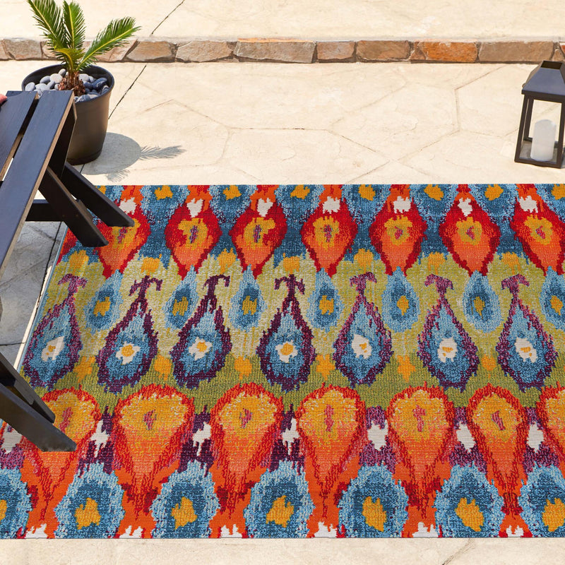Urban Terrace Collection Area Rug - Compass Square Multi lifestyle 92