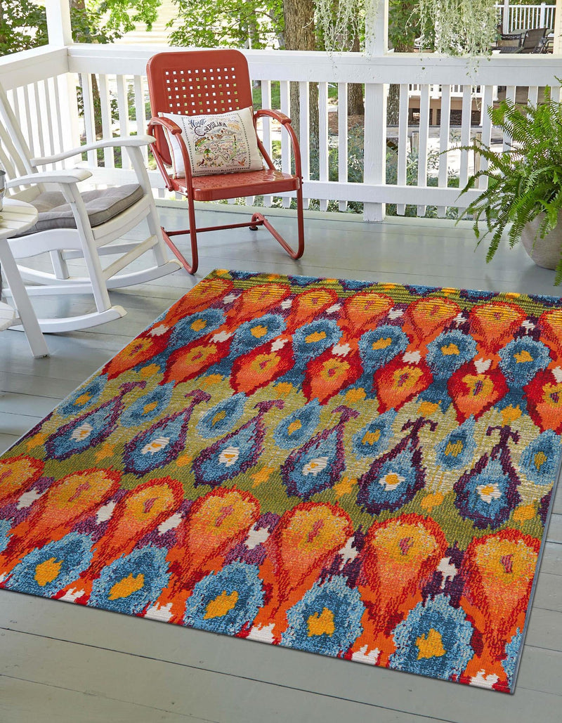 Urban Terrace Collection Area Rug - Compass Rectangle Multi lifestyle 4