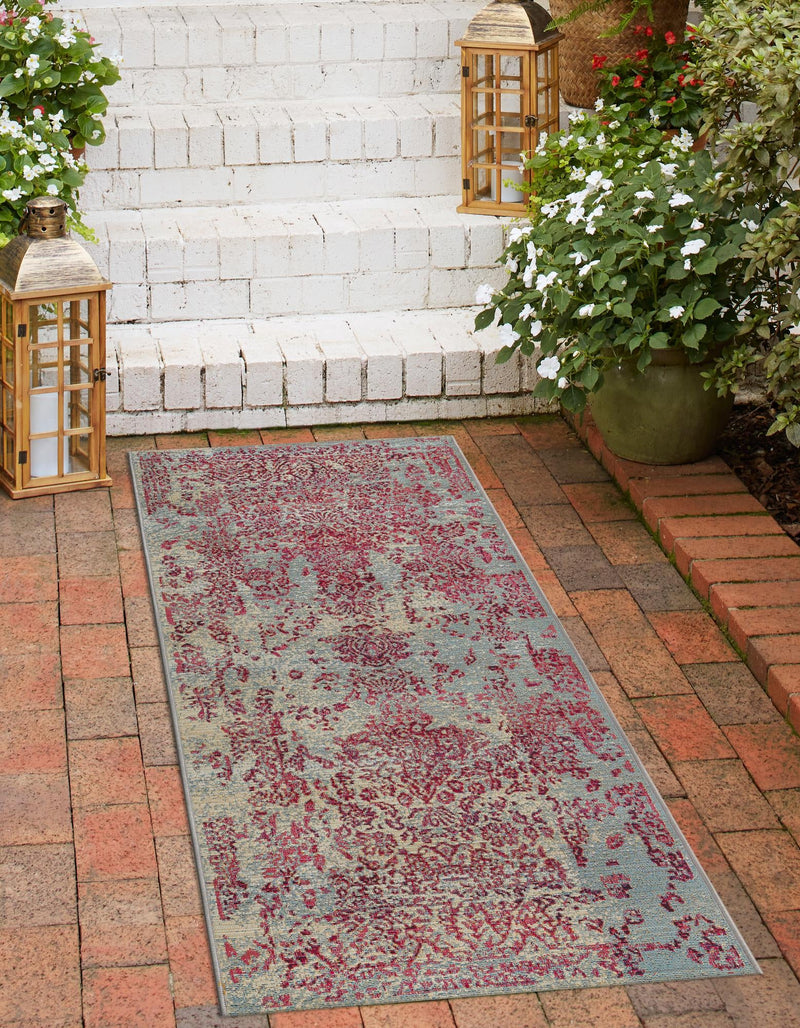 Garden Terrace Escape Collection Area Rug - Avenue Runner Light Blue lifestyle 19