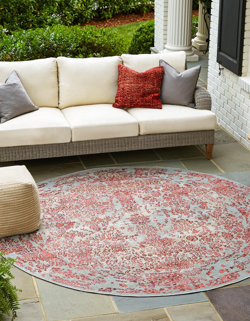 Garden Terrace Escape Collection Area Rug - Avenue Round Light Blue lifestyle 17