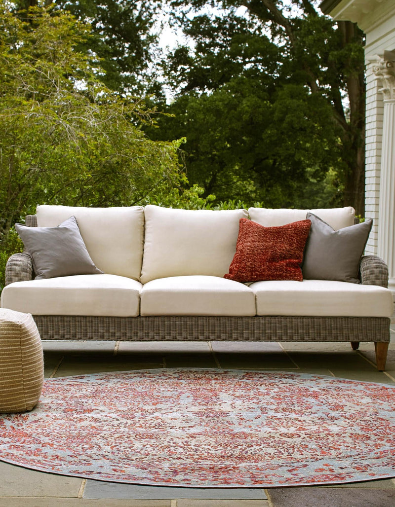 Garden Terrace Escape Collection Area Rug - Avenue Round Light Blue lifestyle 20