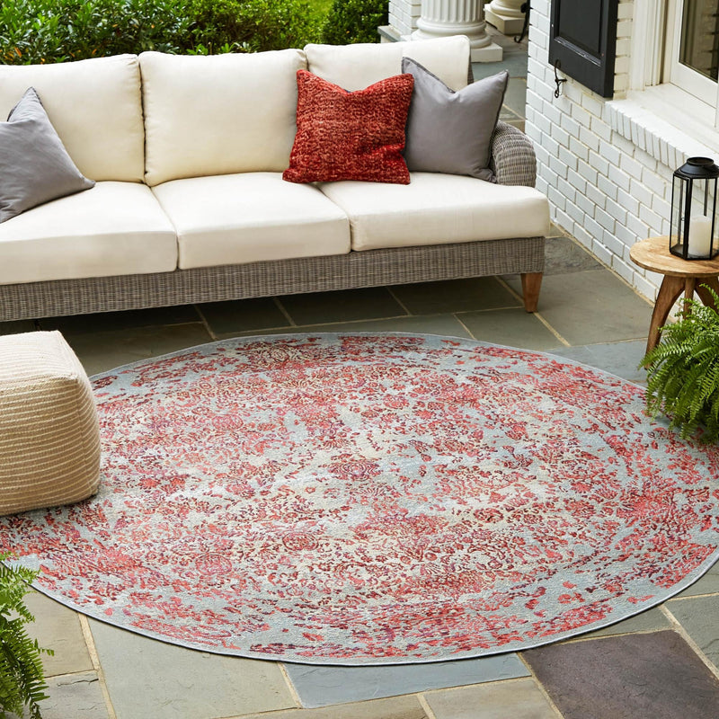 Garden Terrace Escape Collection Area Rug - Avenue Round Light Blue lifestyle 55
