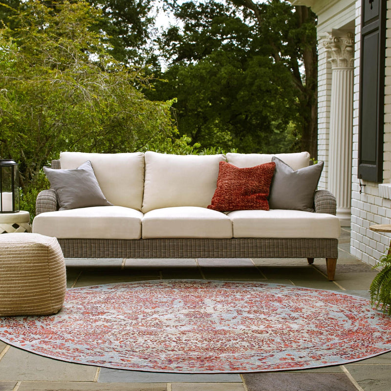 Garden Terrace Escape Collection Area Rug - Avenue Round Light Blue lifestyle 58