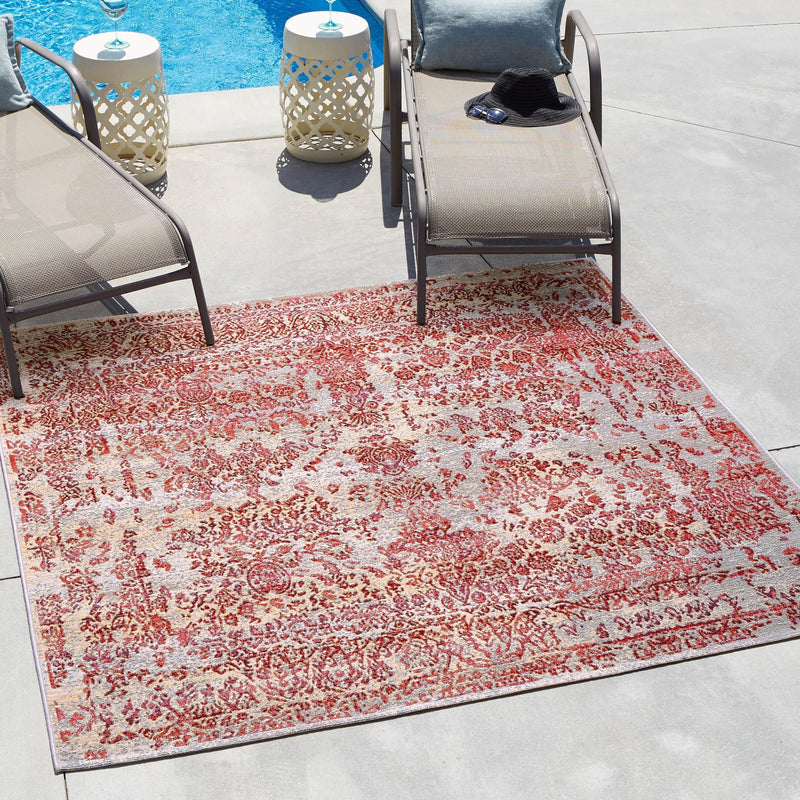 Garden Terrace Escape Collection Area Rug - Avenue Square Light Blue lifestyle 56
