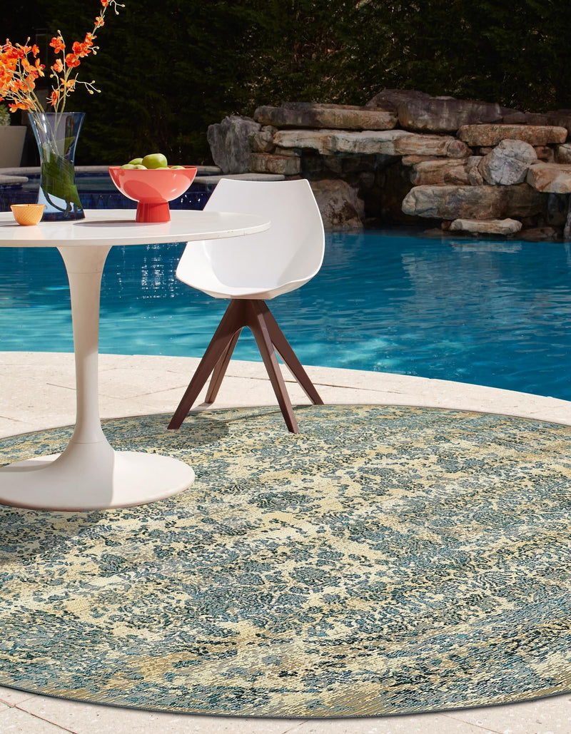 Garden Terrace Escape Collection Area Rug - Avenue Round Beige lifestyle 36