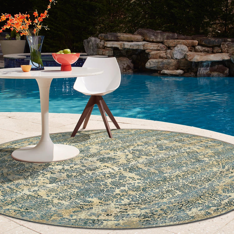 Garden Terrace Escape Collection Area Rug - Avenue Round Beige lifestyle 50