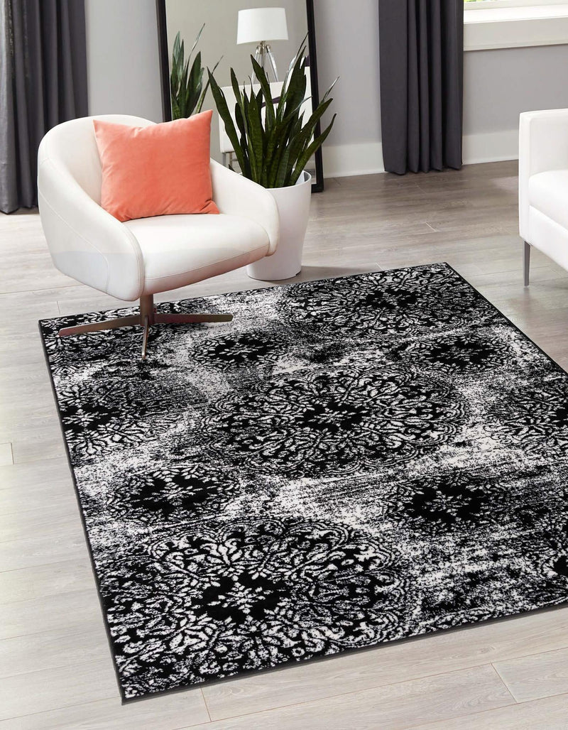 Riviera Elegance Collection Area Rug - Monaco (Black) Rectangle Black lifestyle 0