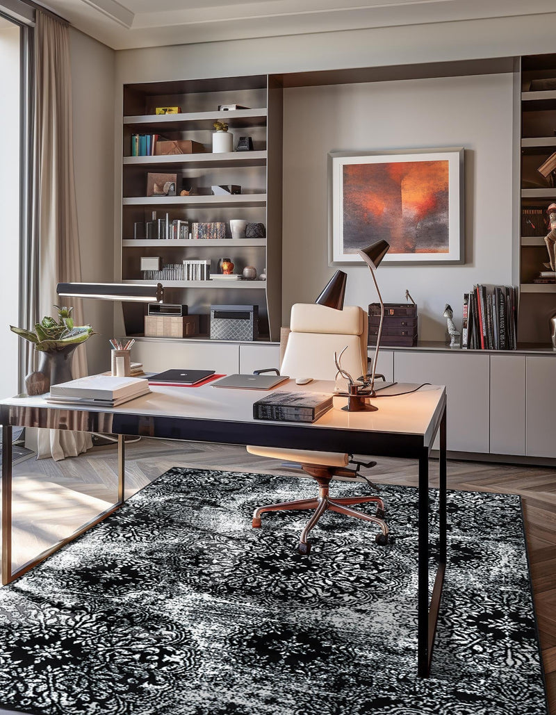 Riviera Elegance Collection Area Rug - Monaco (Black) Rectangle Black lifestyle 25