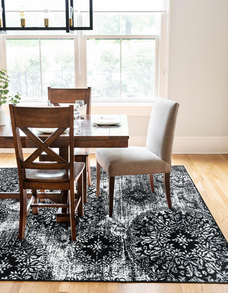 Riviera Elegance Collection Area Rug - Monaco (Black) Rectangle Black lifestyle 28