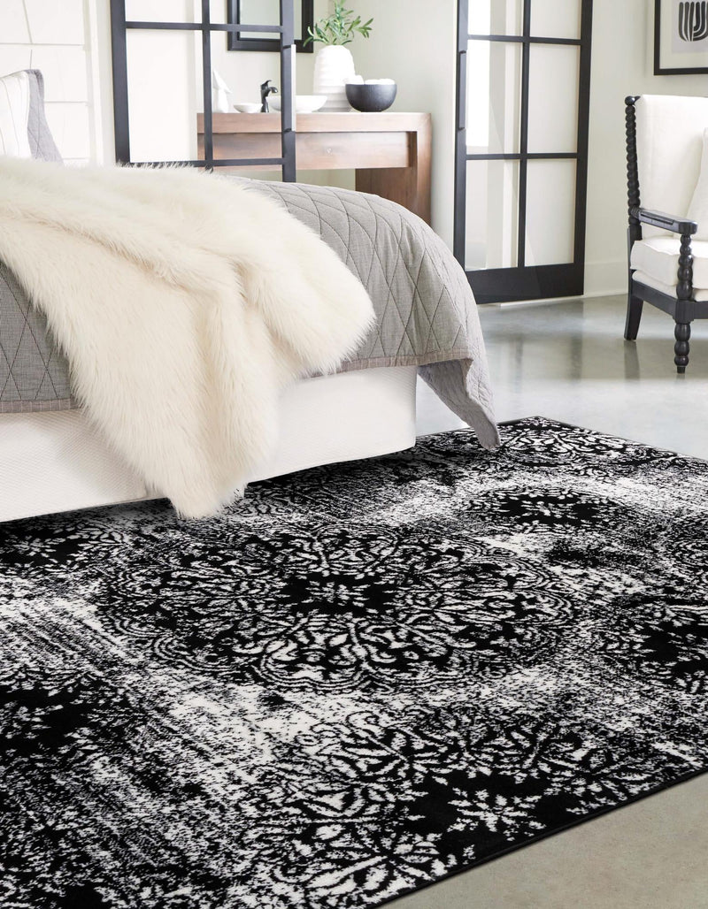 Riviera Elegance Collection Area Rug - Monaco (Black) Rectangle Black lifestyle 12
