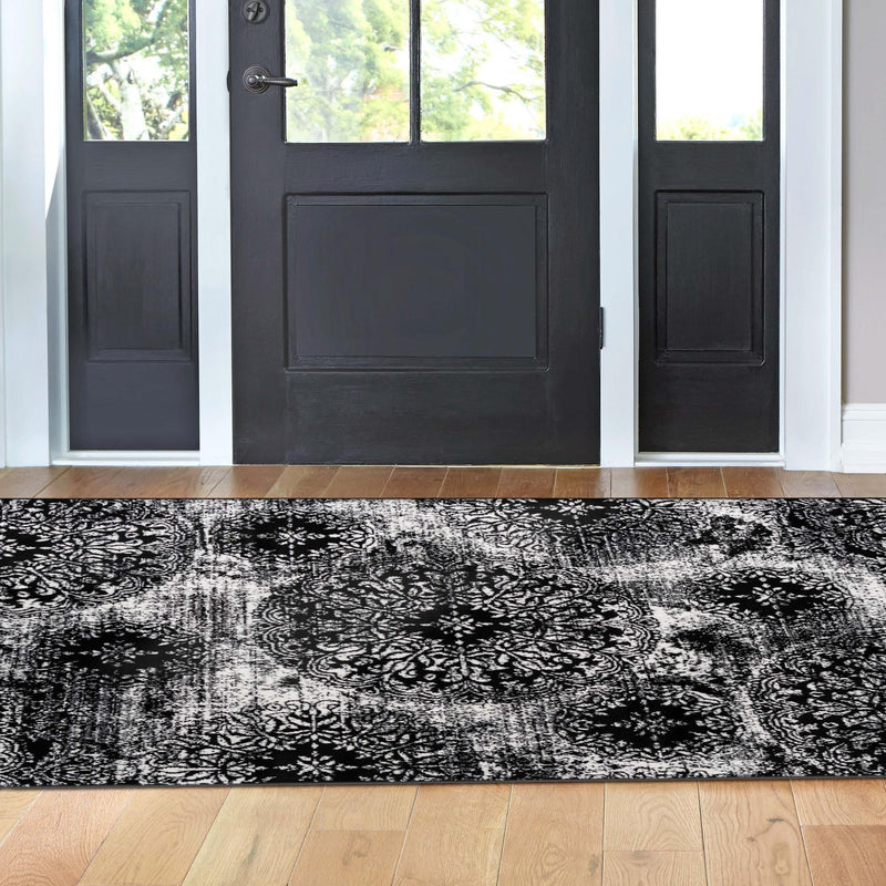 Riviera Elegance Collection Area Rug - Monaco (Black) Rectangle Black lifestyle 55