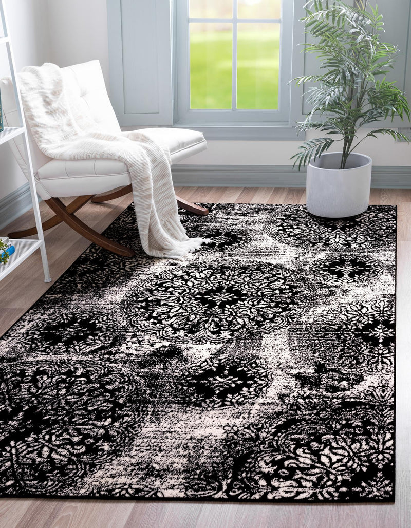Riviera Elegance Collection Area Rug - Monaco (Black) Rectangle Black lifestyle 3