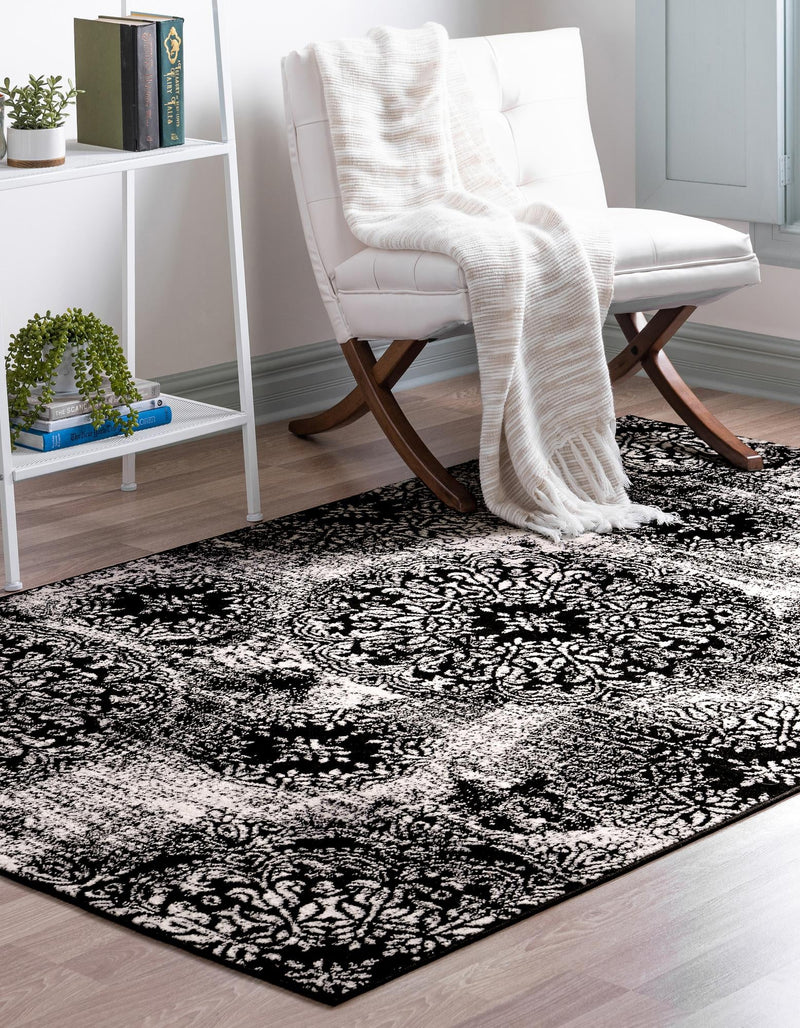 Riviera Elegance Collection Area Rug - Monaco (Black) Rectangle Black lifestyle 4
