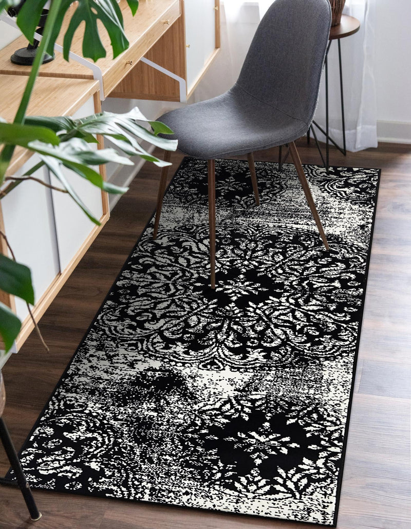 Riviera Elegance Collection Area Rug - Monaco (Black) Runner Black lifestyle 3