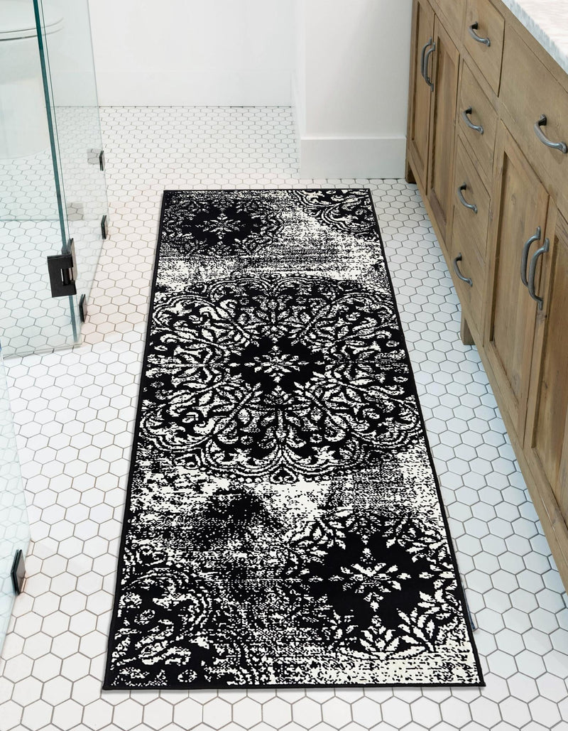 Riviera Elegance Collection Area Rug - Monaco (Black) Runner Black lifestyle 21