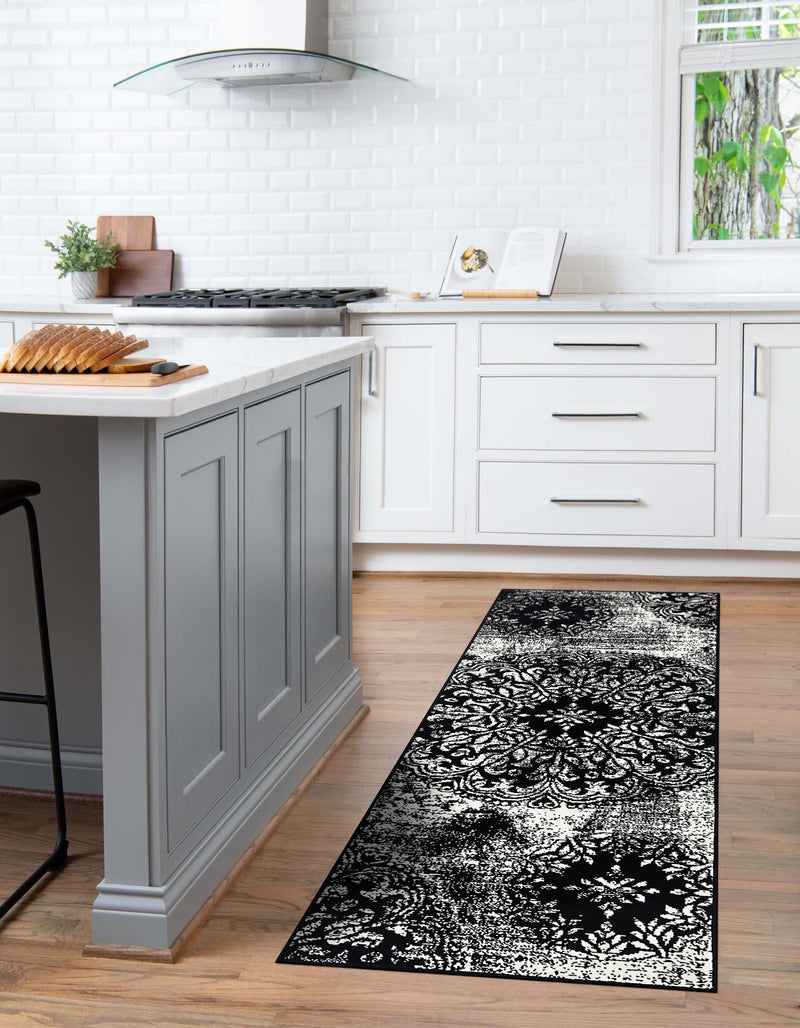 Riviera Elegance Collection Area Rug - Monaco (Black) Runner Black lifestyle 25