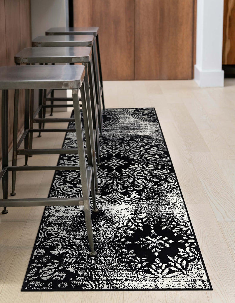 Riviera Elegance Collection Area Rug - Monaco (Black) Runner Black lifestyle 33