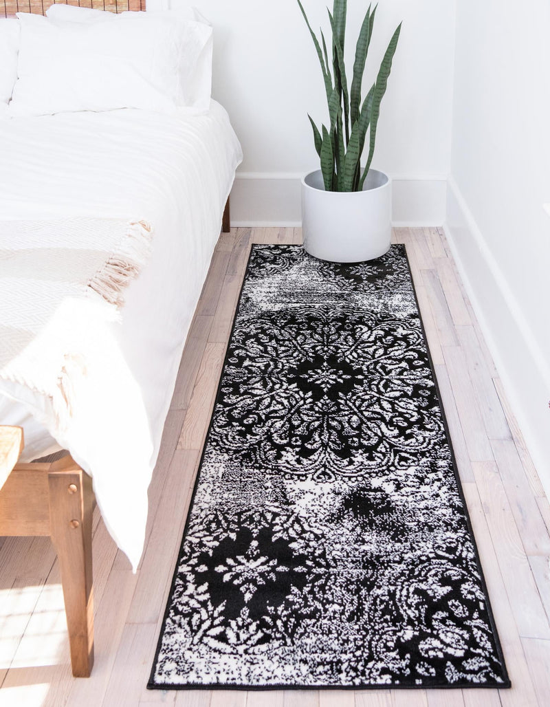 Riviera Elegance Collection Area Rug - Monaco (Black) Runner Black lifestyle 42