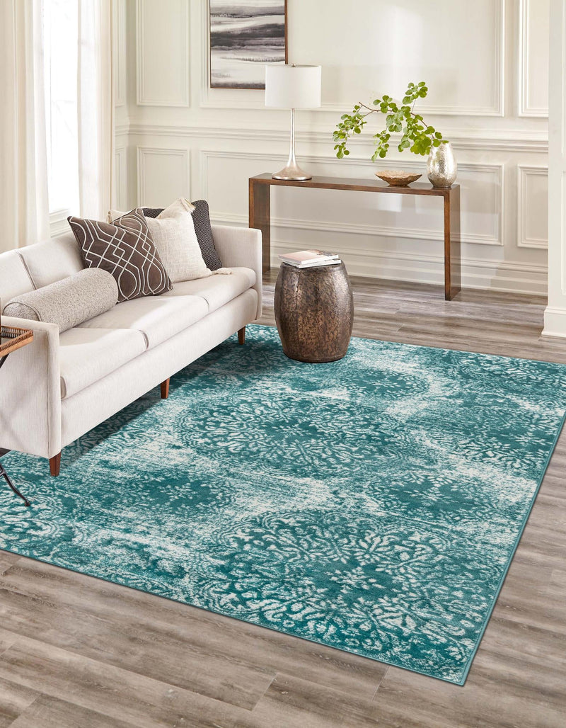 Riviera Elegance Collection Area Rug - Monaco (Turquoise) Rectangle Turquoise lifestyle 5