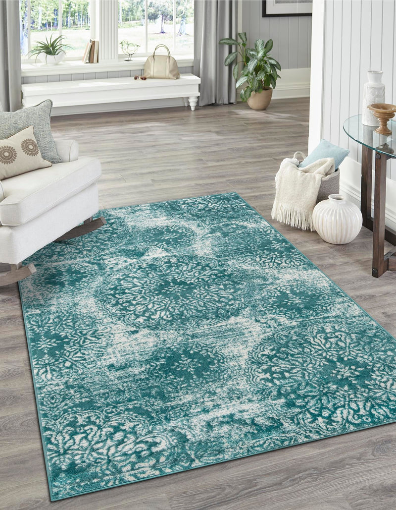 Riviera Elegance Collection Area Rug - Monaco (Turquoise) Rectangle Turquoise lifestyle 15
