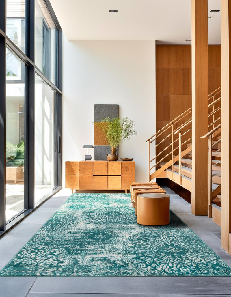 Riviera Elegance Collection Area Rug - Monaco (Turquoise) Rectangle Turquoise lifestyle 17