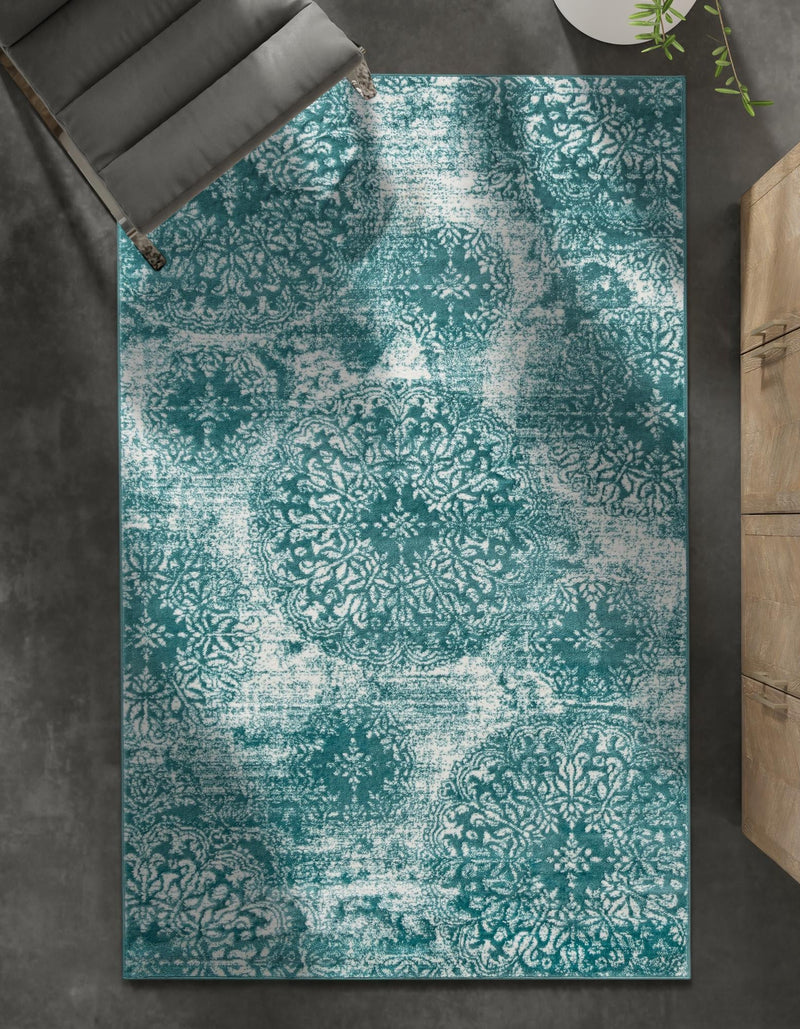 Riviera Elegance Collection Area Rug - Monaco (Turquoise) Rectangle Turquoise lifestyle 19