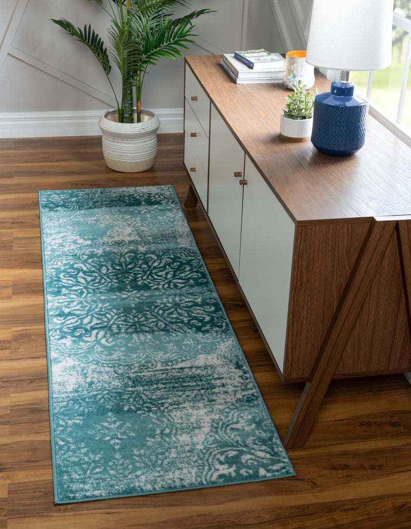 Riviera Elegance Collection Area Rug - Monaco (Turquoise) Runner Turquoise lifestyle 0