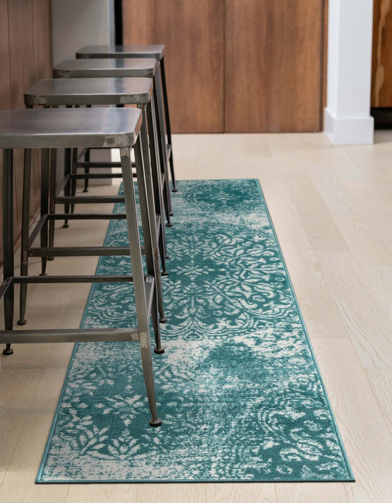 Riviera Elegance Collection Area Rug - Monaco (Turquoise) Runner Turquoise lifestyle 5