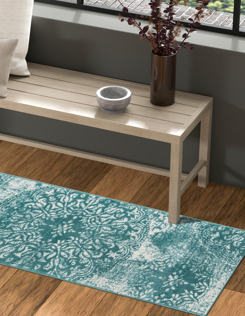 Riviera Elegance Collection Area Rug - Monaco (Turquoise) Runner Turquoise lifestyle 13