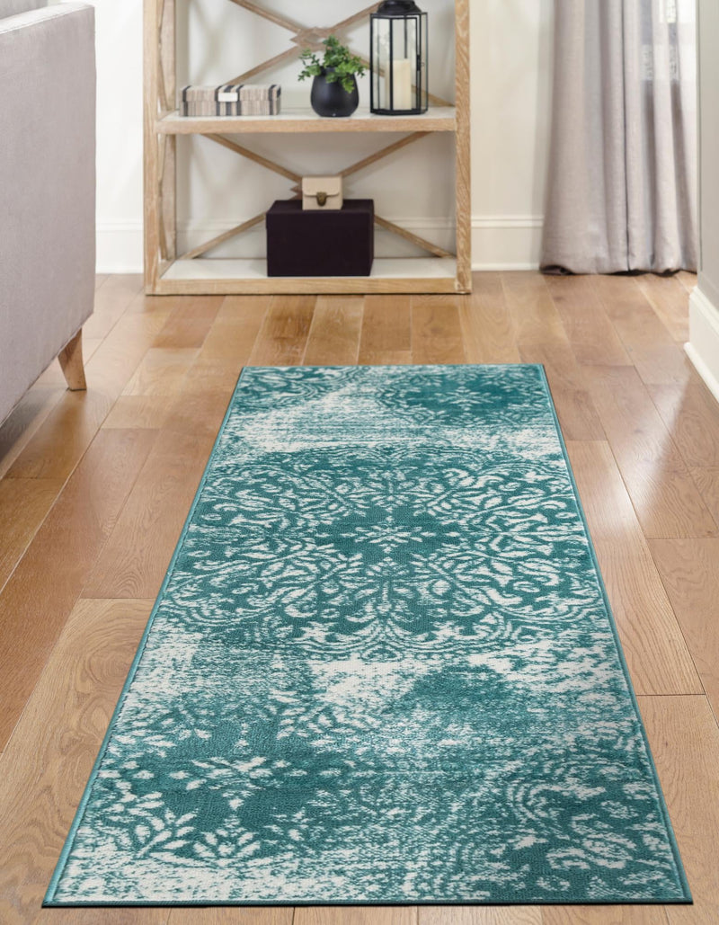 Riviera Elegance Collection Area Rug - Monaco (Turquoise) Runner Turquoise lifestyle 16