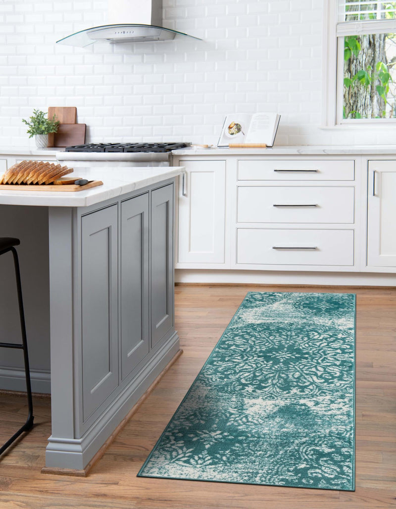 Riviera Elegance Collection Area Rug - Monaco (Turquoise) Runner Turquoise lifestyle 19