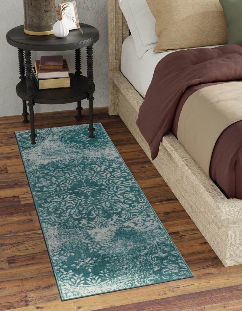 Riviera Elegance Collection Area Rug - Monaco (Turquoise) Runner Turquoise lifestyle 22