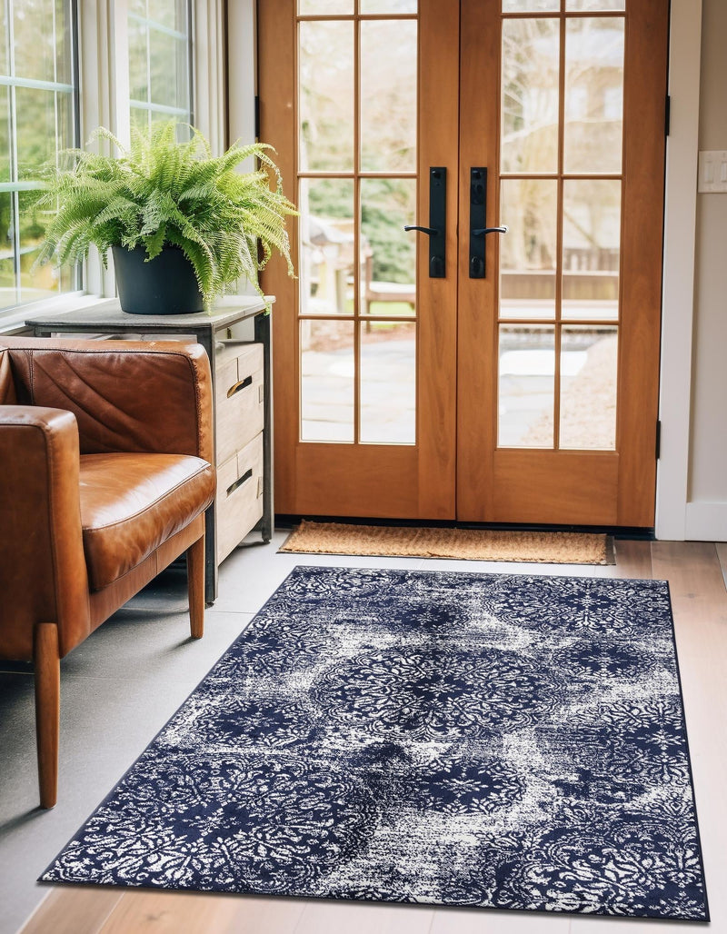 Riviera Elegance Collection Area Rug - Monaco (Navy Blue) Rectangle Navy Blue lifestyle 15