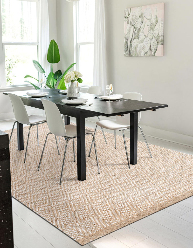 Woven Seaside Jute Collection Area Rug - Marina Rectangle Natural lifestyle 6