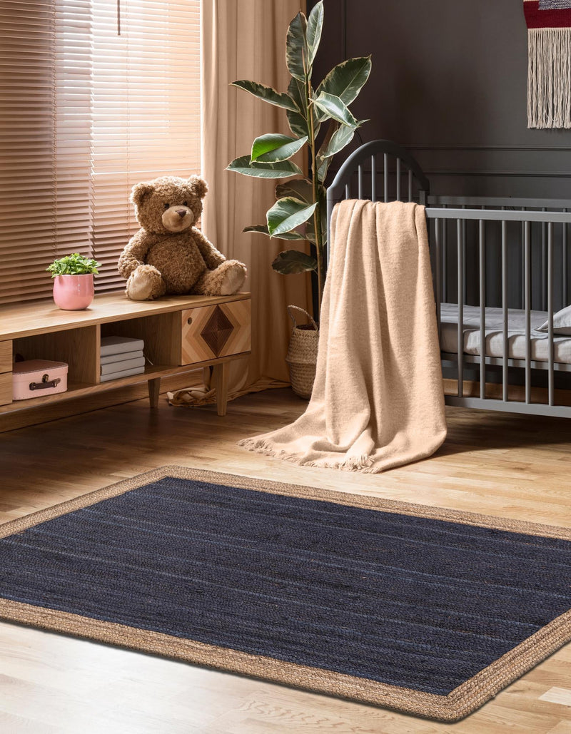 Woven Seaside Jute Collection Area Rug - Nantucket Rectangle Navy Blue lifestyle 59