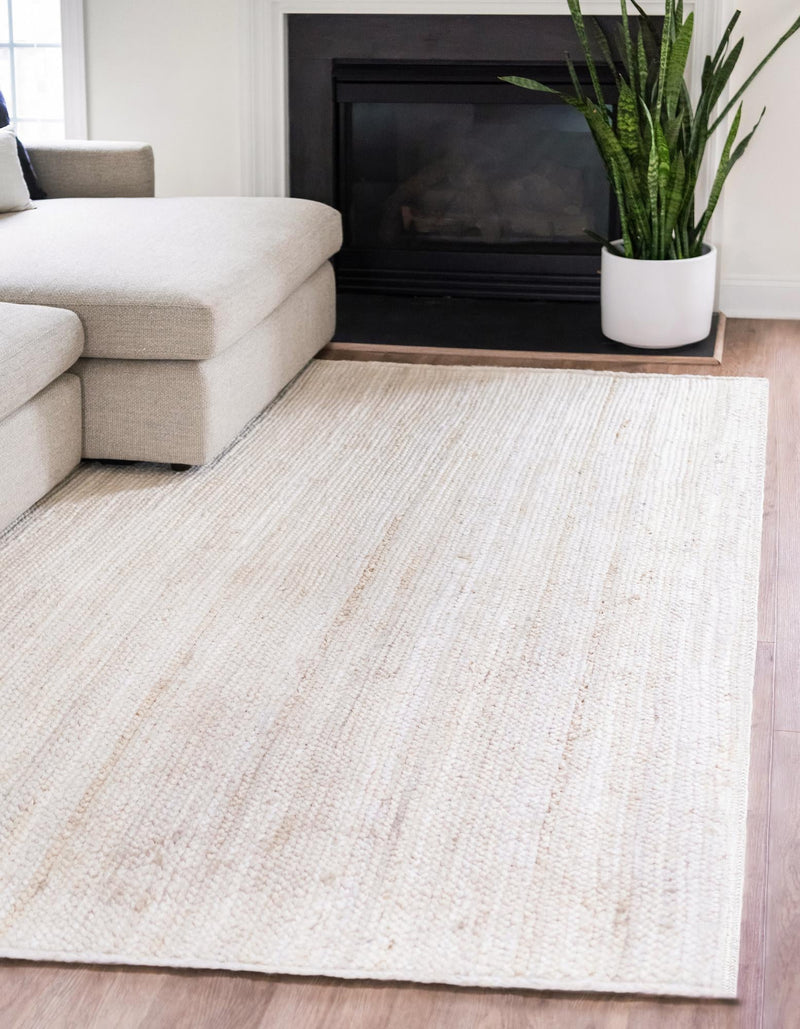 Woven Seaside Jute Collection Area Rug - Savannah (White) Rectangle White lifestyle 2