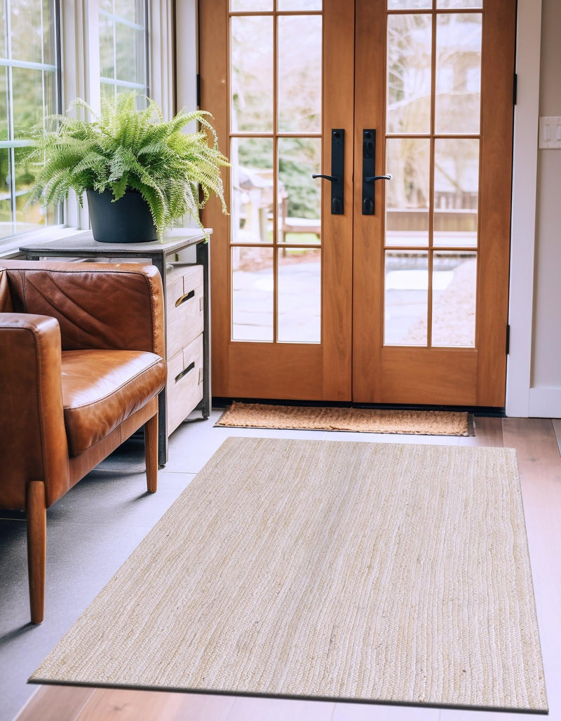 Woven Seaside Jute Collection Area Rug - Savannah (White) Rectangle White lifestyle 5